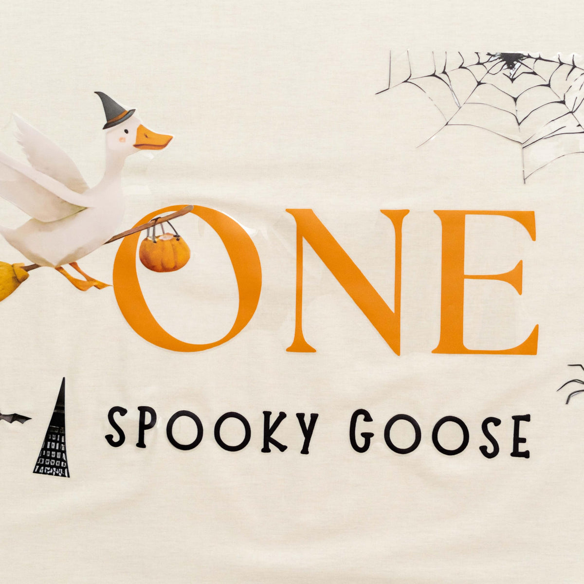 Capiont One Spooky Goose Decal - Halloween One Silly Goose Decor Sticker,Spooky Theme First Birthday Party Supplies,Spider Magic Goose Sign Balloon Arch Background Decorative Wall Decal (Goose Decal)