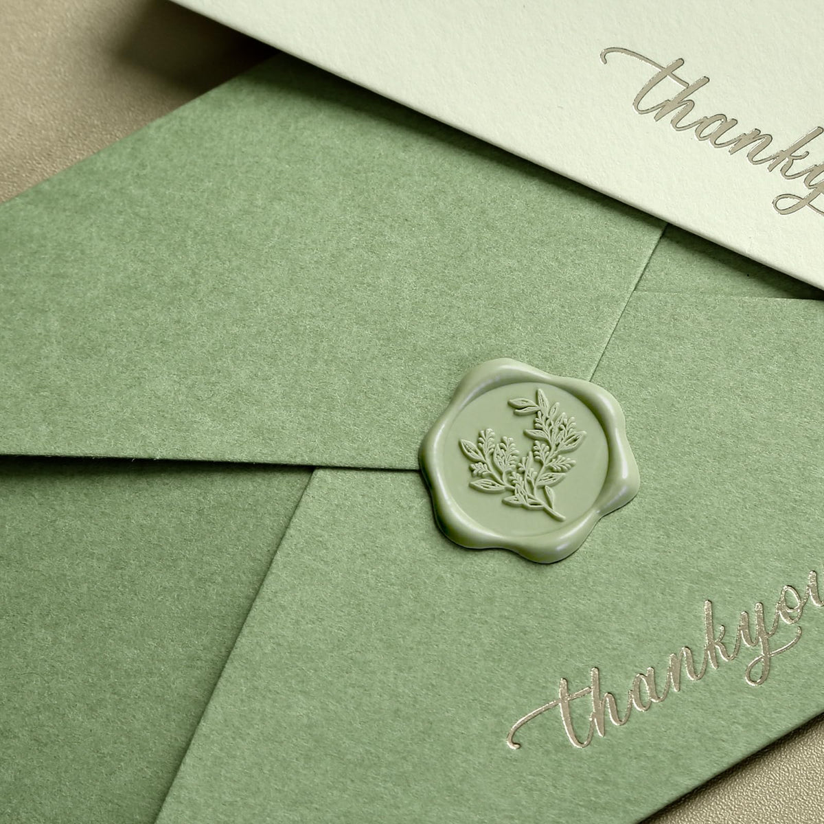 UNIQOOO Wax Seal Stickers - Eucalyptus Wedding Invitation Envelope Seal Stickers, 50 Pcs Self- Adhesive Sage Green Stickers, Perfect for Invitation, Christmas, Gift Wrapping