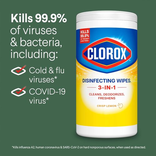 Clorox Disinfecting Cleaning Wipes - Bleach-Free Fresh Lemon Scent | 75 Count (Pack of 2)