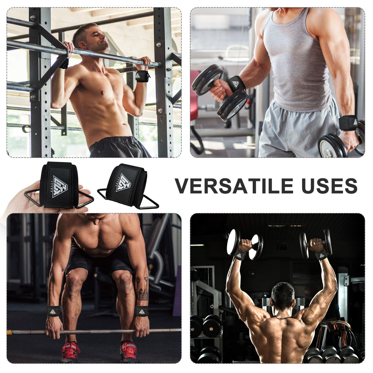 LTTGX Wrist Cuffs for Cables Gym, Adjustable Wrist Straps for Cable Machines Lifting Neoprene Padded