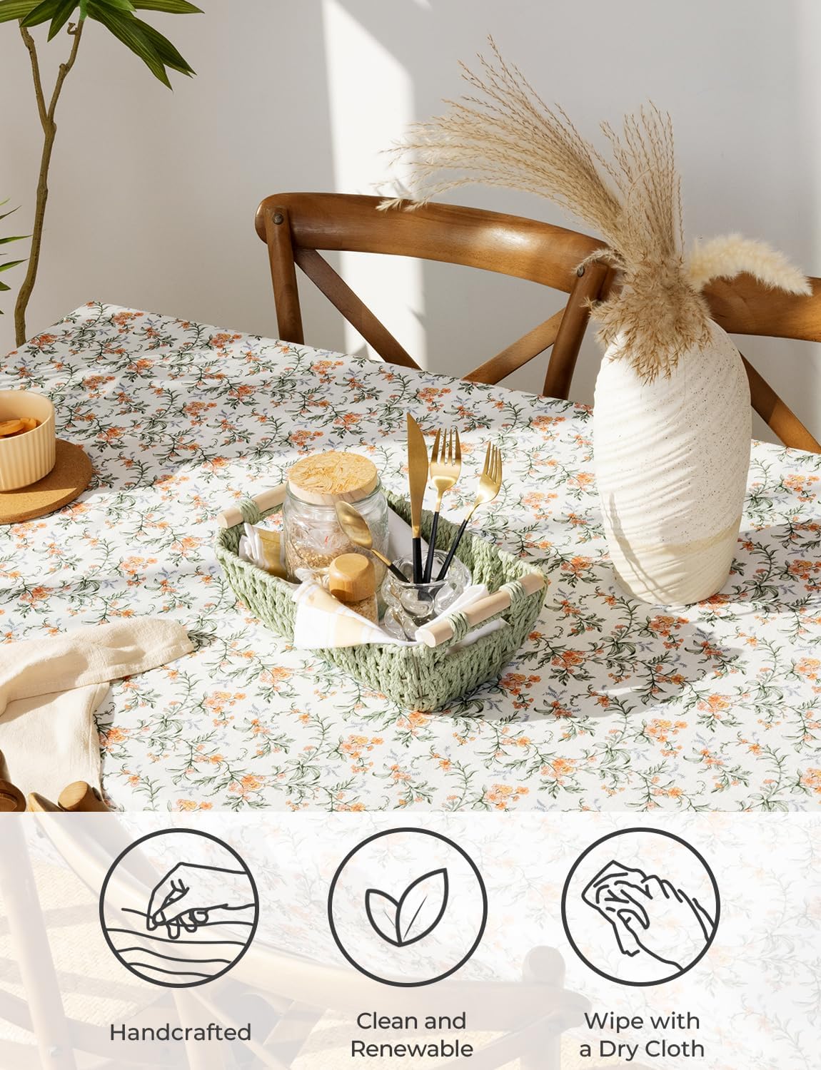 StorageWorks Round Woven Basket - Paper Rope with Wooden Handles | Bosana Green, 2-Pack for Gifts & Storage