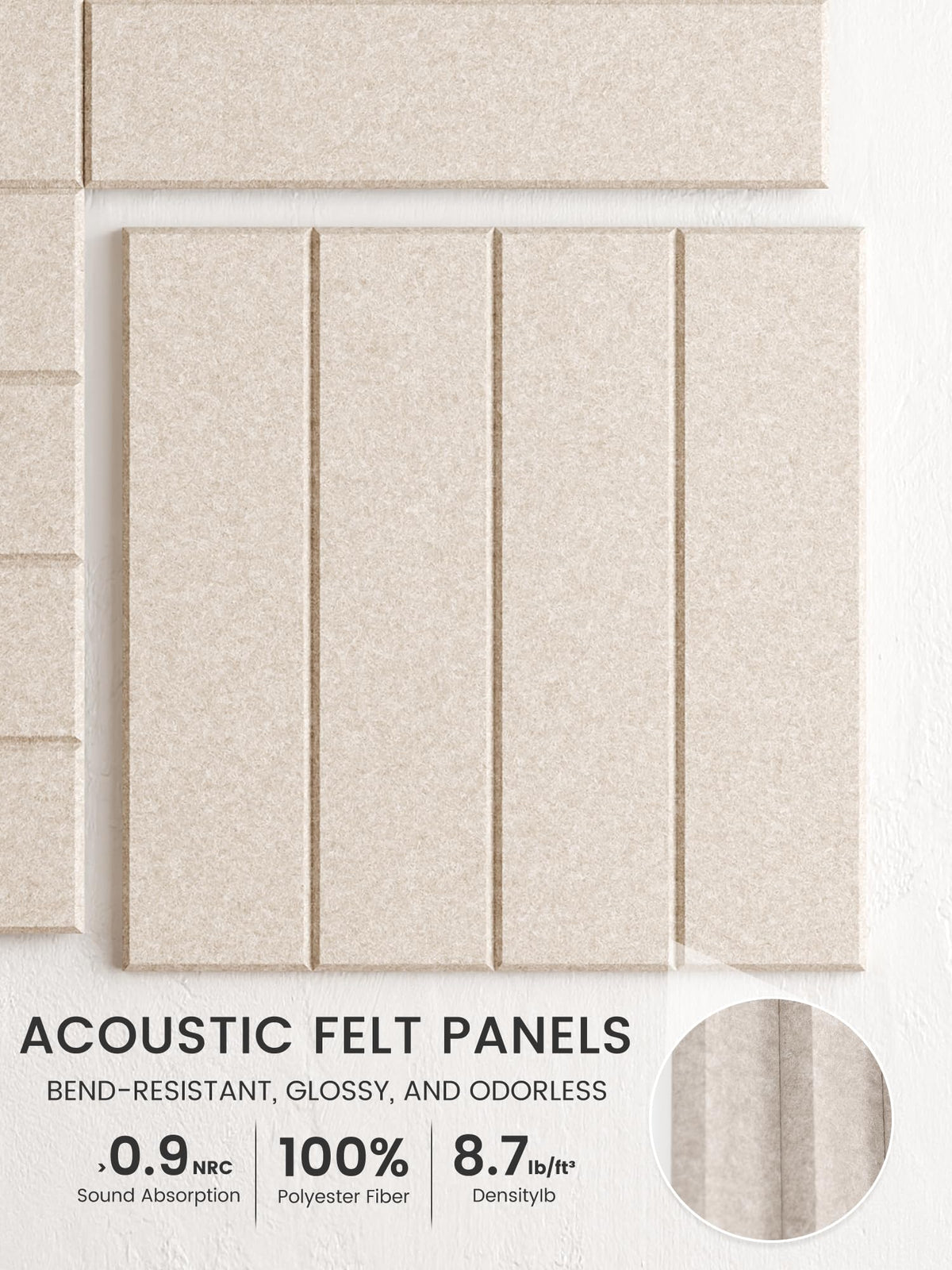 Bumusty Large Cork Board Alternative-48 x 36" Felt Bulletin Board Tiles, with 30 Pushpins, 70 Adhesive Tabs, Bold-Stripe 12-Pack, Cork Boards for Office Push Pin Board Felt Board-Oatmeal