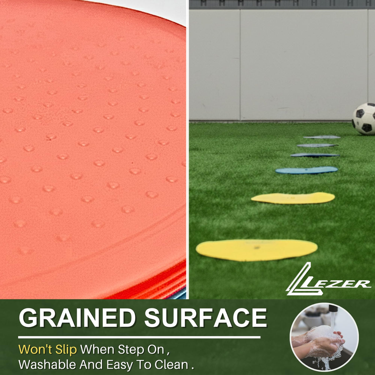 LEZER 9 Inch Flat Cones, Spot Markers, Soccer Cones, Field Court Markers, Sit Spots, Flat Discs, Soccer Training Equipment, Agility Practice, Football, Made in Taiwan, Set of 6