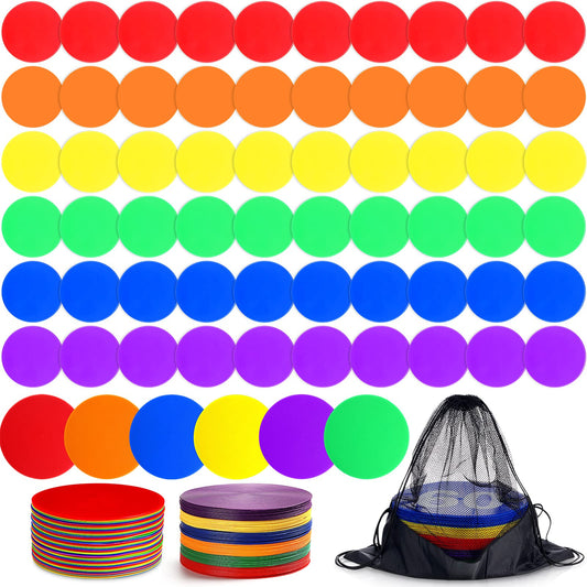 Haull Spot Markers Floor Spots with Bag Non Slip Vinyl Poly Dots for Gym Floor Basketball Football Soccer Sports Speed Agility Training Gym Dance(60 Pcs,4.72 Inch)