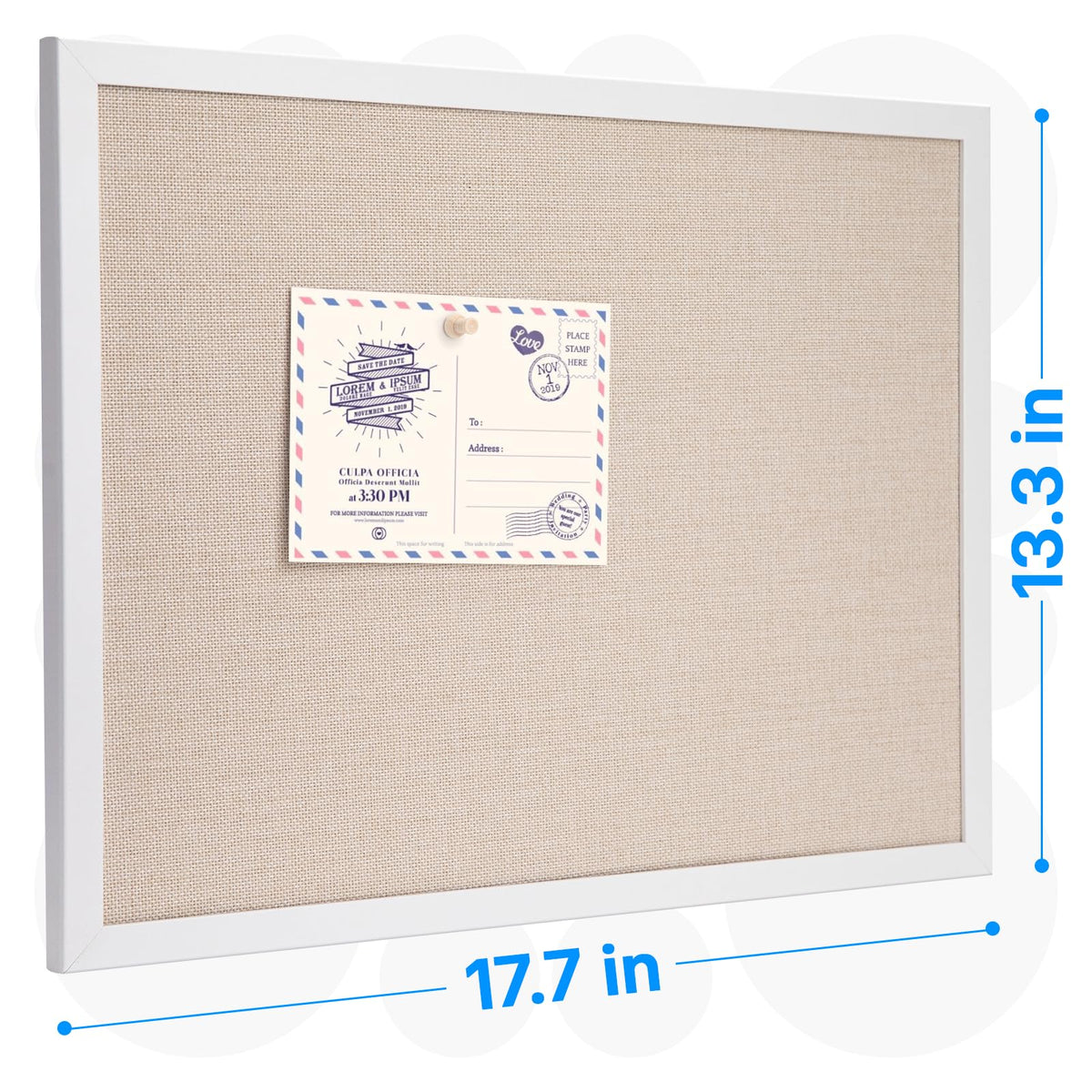 OWLKELA 13.3"x17.7" inch Bulletin Board with Linen 2 Pack, White Wood Style Frame, with 20 Pushpins, Linen Cork Board, Ideal for School, Home & Office