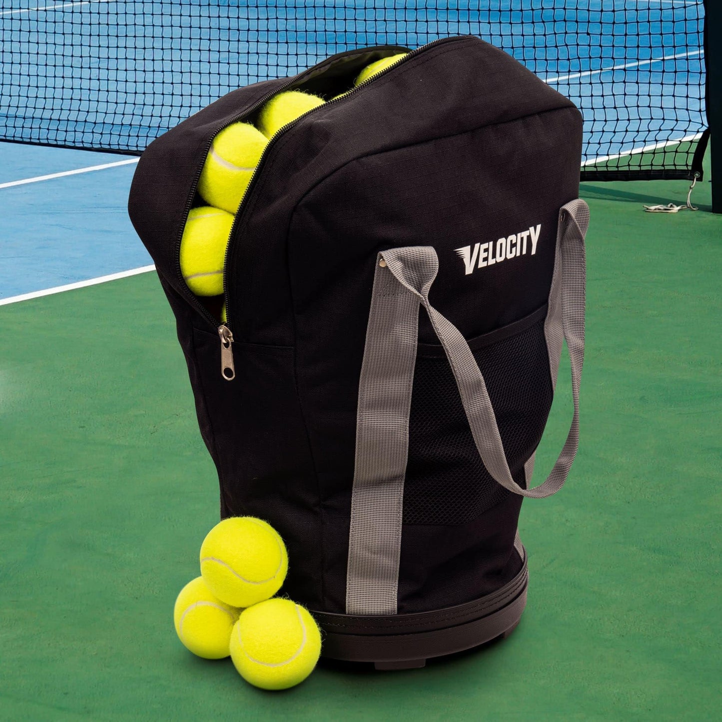 Velocity Heavy Duty Multipurpose Ball Bag with Durable Bottom - Holds up to 60-72 Balls - Ideal for Lacrosse, Baseball, Pickleball, Tennis & More, Black