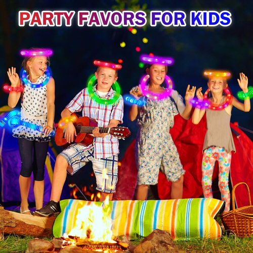 Glow Sticks | 36 PCS Camping Toys for Kids - Light Up Pop Tube Bracelets & Necklaces for Parties