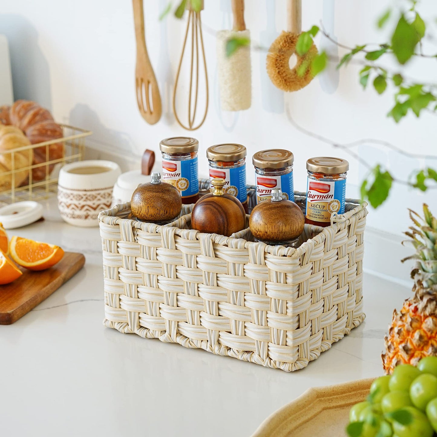 GRANNY SAYS Wicker Utensil Organizer, Silverware Caddy, Countertop Spoon and Fork Holder