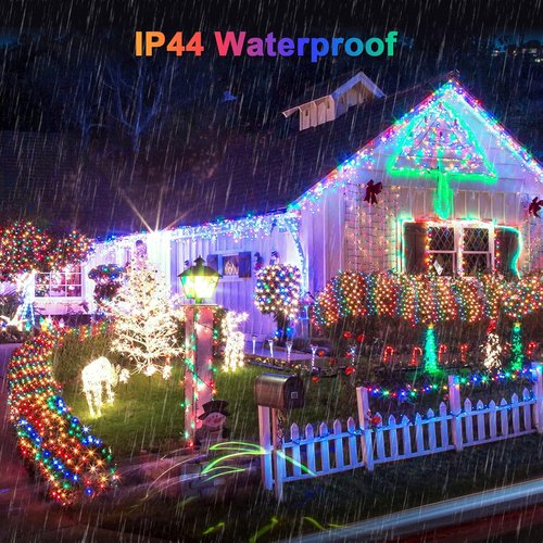 JMEXSUSS 360 LED Christmas Net Lights - 12ft x 5ft Waterproof Multicolor Outdoor Lights with Remote