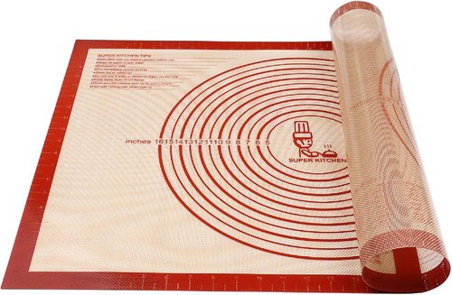 Folksy Super Kitchen Non-Slip Silicone Pastry Mat - Extra Large 28'' x 20'' for Baking & Dough Rolling