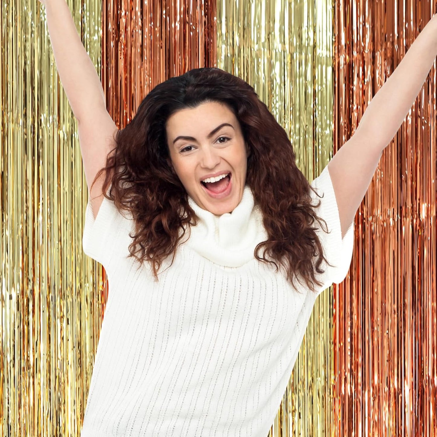 Voircoloria 3 Pack Foil Fringe Backdrop Curtains - 3.3 x 8.2 ft Rose & Champion Tinsel Streamers for Parties