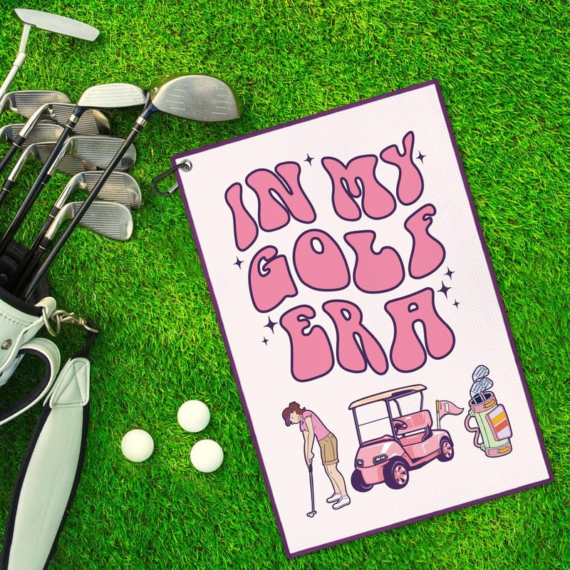 WUUCKOO Funny Golf Towel for Golf Bags with Clip, Golf Accessories for Women, Mothers Day Birthday Retirement Gifts for Mom Ladies Grandma Aunt Wife (Pink)