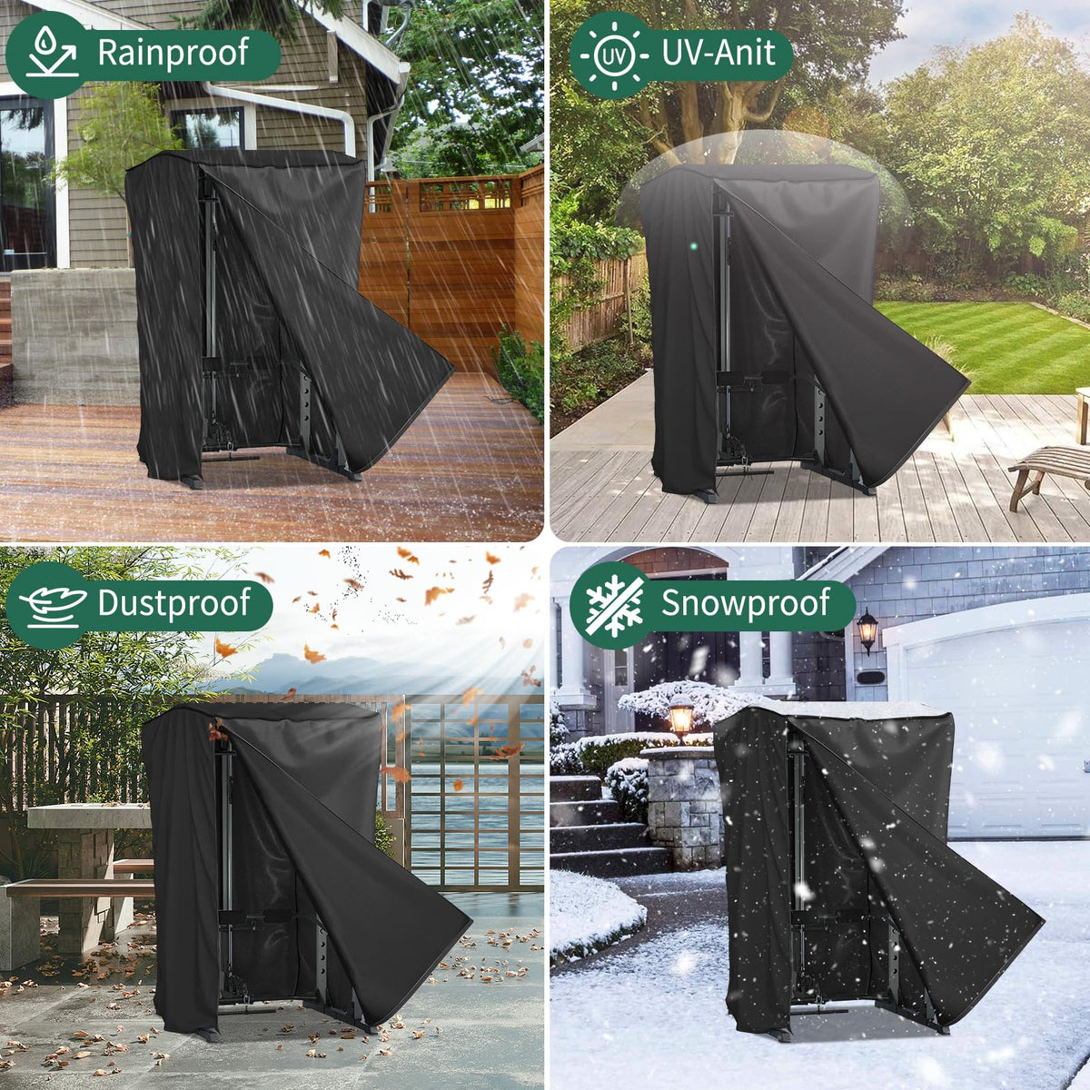 AKEfit Strength Training Cover, Waterproof & Dustproof Gym Rack Cover with Zipper,Fit for Indoor and Outdoor 69''Lx47''Wx84''H-Black