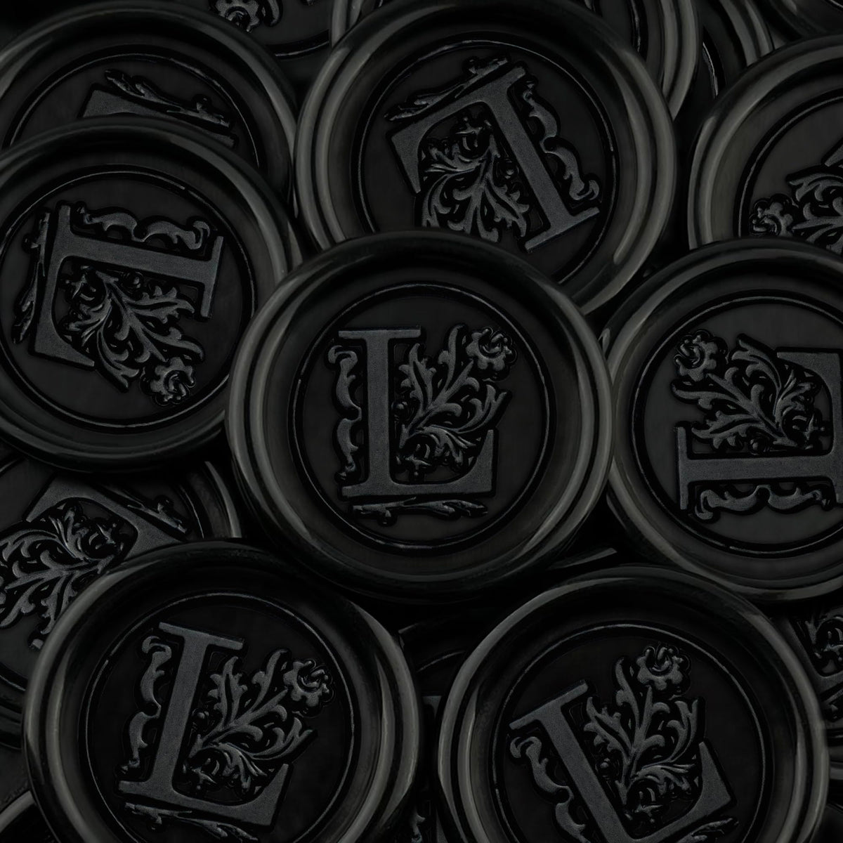 100Pcs Black Wax Seal Stickers Handmade Envelope Seals Self Adhesive Letter Wax Stickers for Wedding Party Invitations, Envelope, Gift Wrap, Christmas(Initial L, Black)