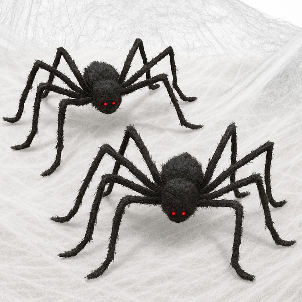 X-Protector Halloween Giant Spider - 2 PCS Pack Big Halloween Spider Decorations - Large 60" Outdoor Spiders Decor - Black Scary Indoor Party Decoration [Web not Included]