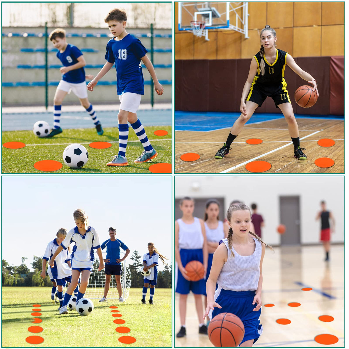 SIFENYU Spot Markers 9inch Rubber Agility Dots Flat Cones Non Slip Sports Dots Floor Spots Agility Markers for Kids Soccer Football Basketball Speed Agility Training (Orange, 12)