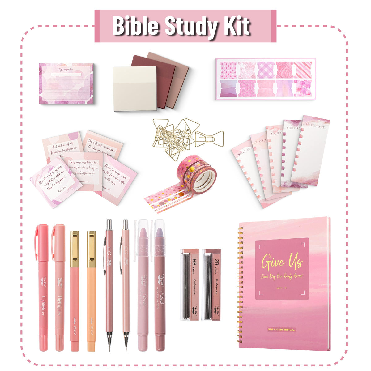 Mr. Pen- Bible Journaling Kit for Women, Bible Highlighters and Pens No Bleed, Notes, Tabs, Washi Tape & Journal for Devotions, Prayer & Christian Gifts