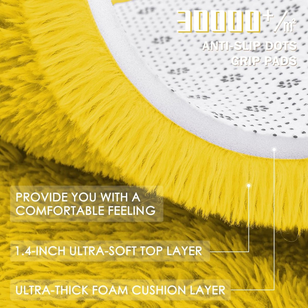 OLANLY Yellow Round Rug - Soft & Fluffy 6 ft Circle Area Rug for Bedroom, Living Room & Nursery Decor