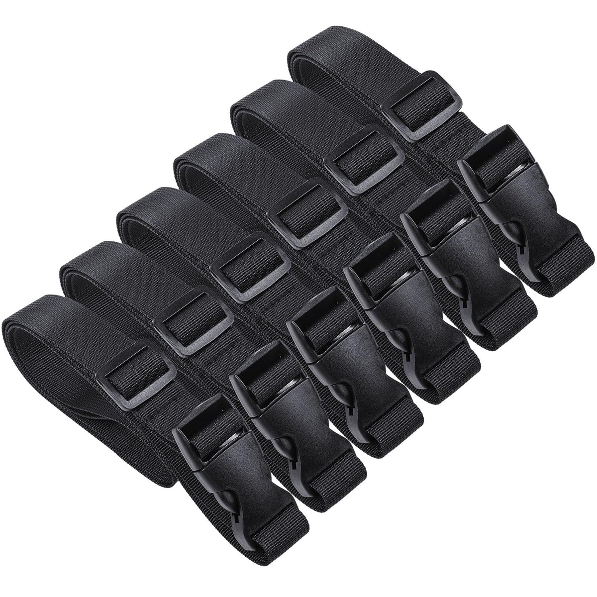 Utility Straps with Quick Release Buckle 47inch, 6 Pcs Nylon Backpack Luggage Straps, Black Adjustable Strap for Packing Travel Outdoor Sports