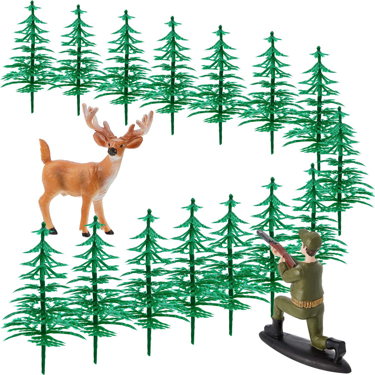 17 PCS Deer Hunting Cake Topper Deer Hunter Tree Cake Decorations Set Hunting Theme Topper for Birthday Party Baby Shower Wedding Supplies Christmas Halloween