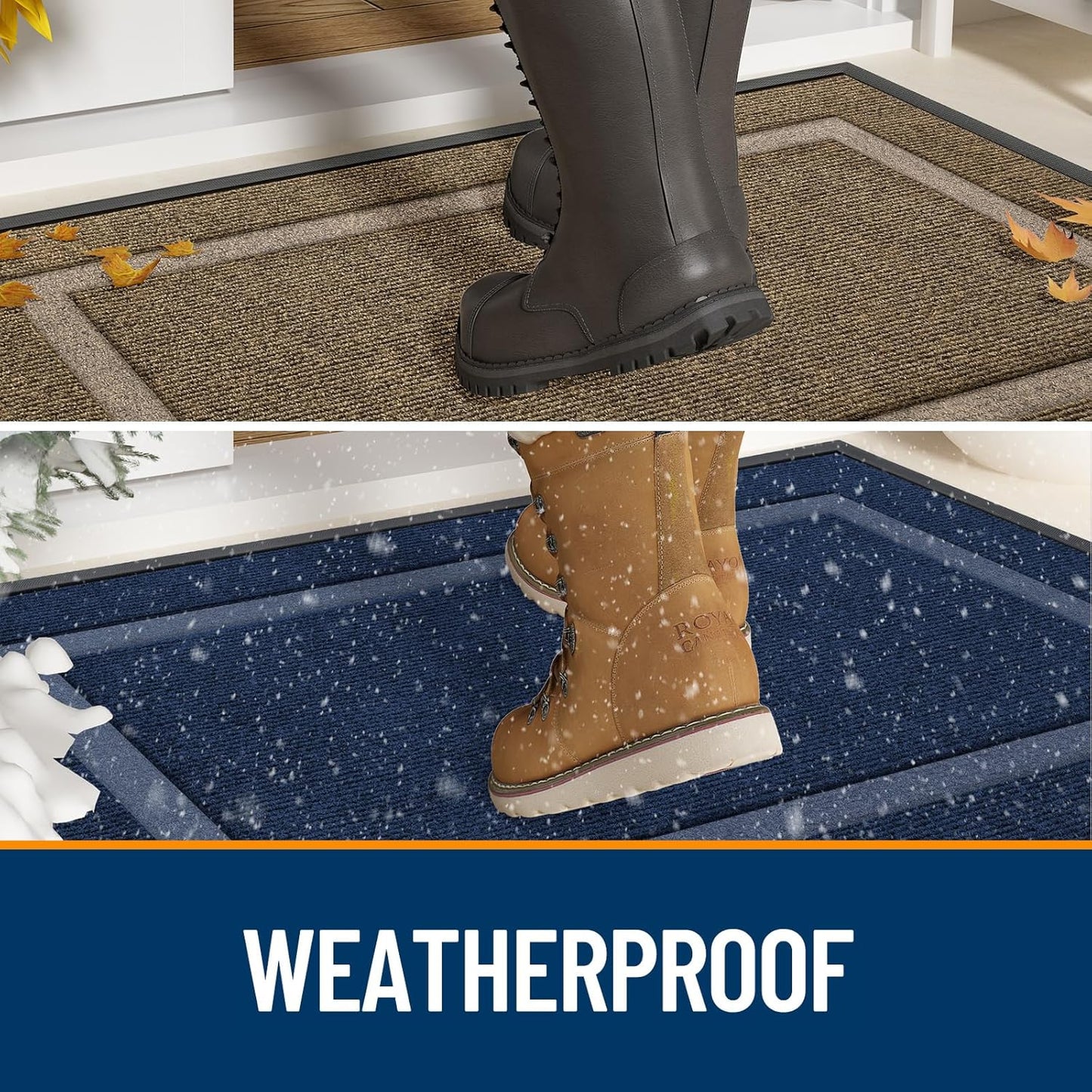 OLANLY Indoor Outdoor Front Door Mat - Waterproof All-Weather Doormat, Easy Clean, 29.5x17, Camel