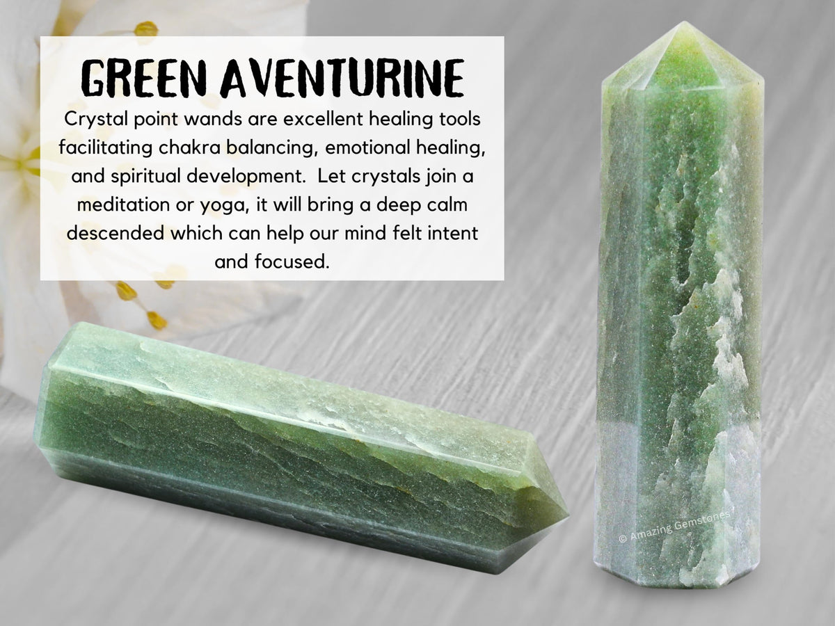 Amazing Gemstone Large Green Aventurine Crystal Towers ~ Natural Healing Crystal Point Obelisk for Reiki Healing and Crystal Grid (5.5 to 6 INCH)