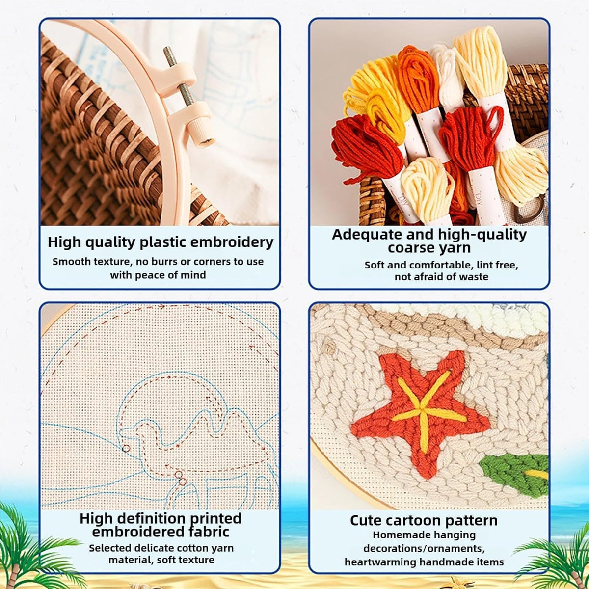 Punch Needle Kit for Beginners, Punch Stitching Kit for Adults, Needle Punch Kits for Adults, Snow and Birds Embroidery Set for DIY Art Crafts