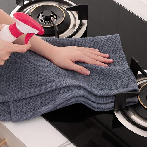 Homaxy 100% Cotton Kitchen Dish Towels - Ultra Soft, Absorbent & Quick Drying | 20x28 Inches, Dark Grey, 12-Pack
