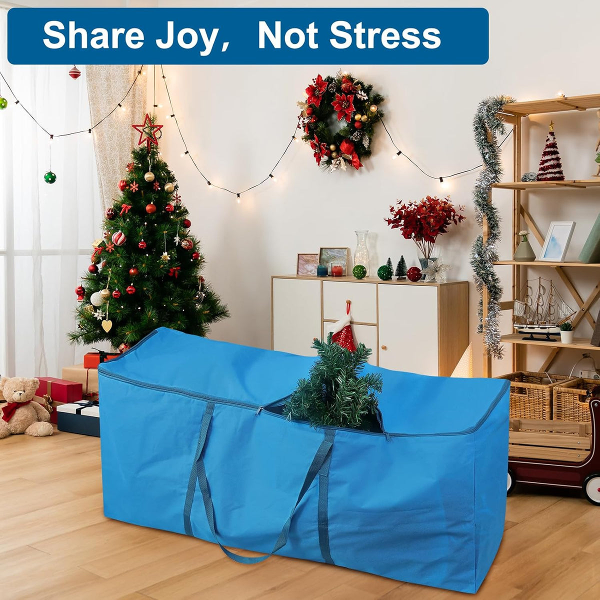 Skiennix Christmas Tree Storage Bag - Durable Cloth for 7.5 ft Artificial Trees | Reinforced Handles & Dual Zippers