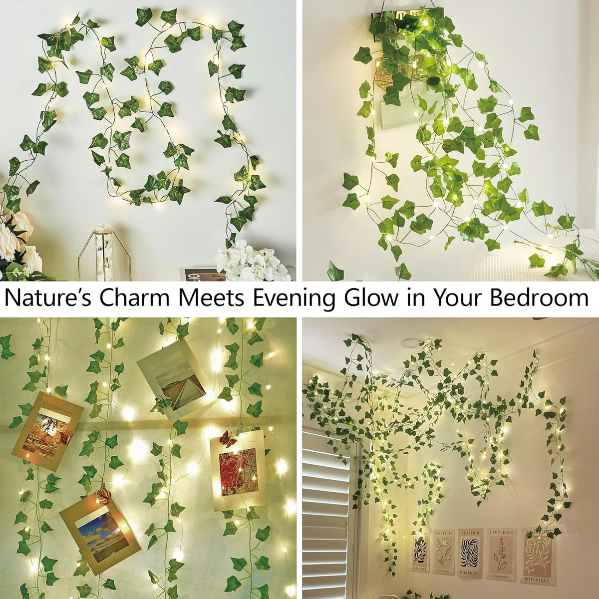 Skiennix Vine Leaf Fairy Lights - 23FT 73 LED Lighted Ivy Garland | Battery & USB Powered Warm White Decor