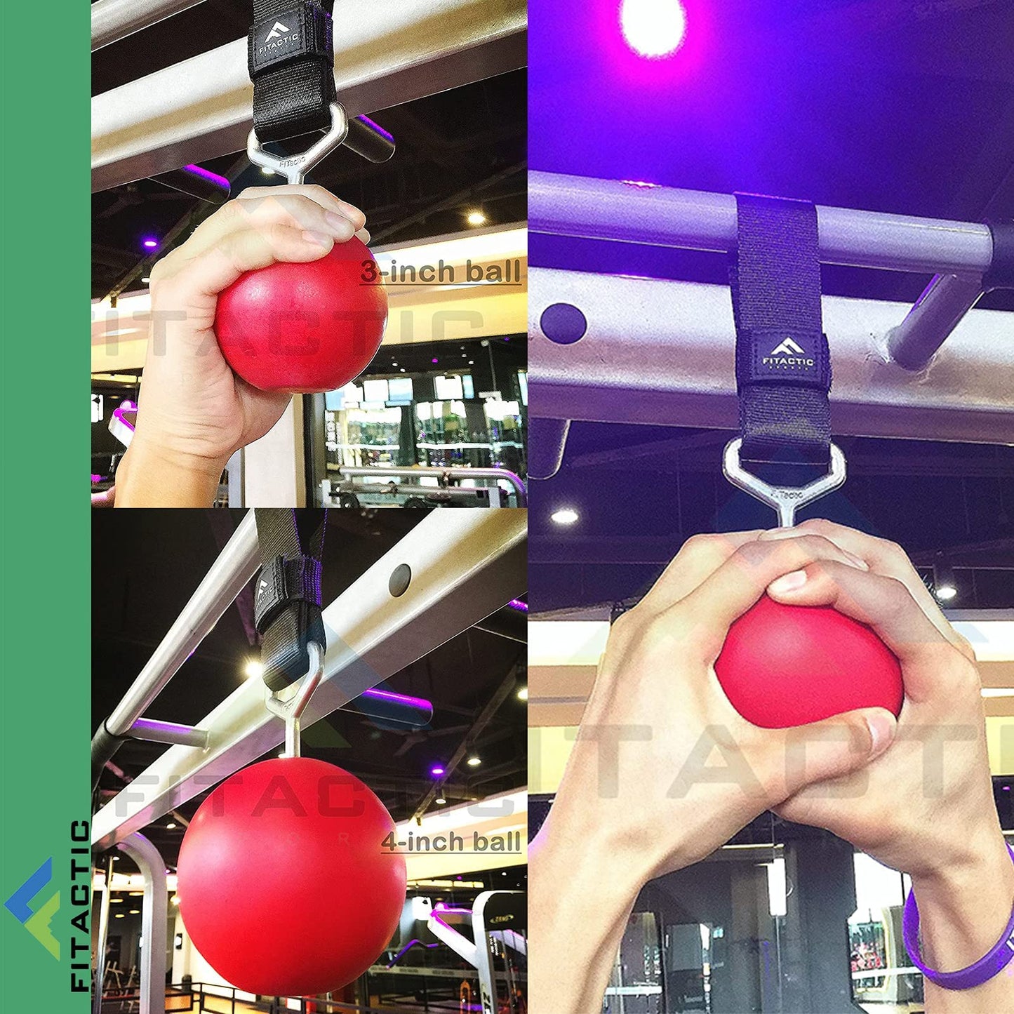 FITactic 3 Inches Rock Climbing Solid Training Cannonball Bomb Power Pull Up Ball Hold Grips for Straps for Finger, Forearm, Biceps, Back Muscles, Sports, Race (2 Balls, Black 3")