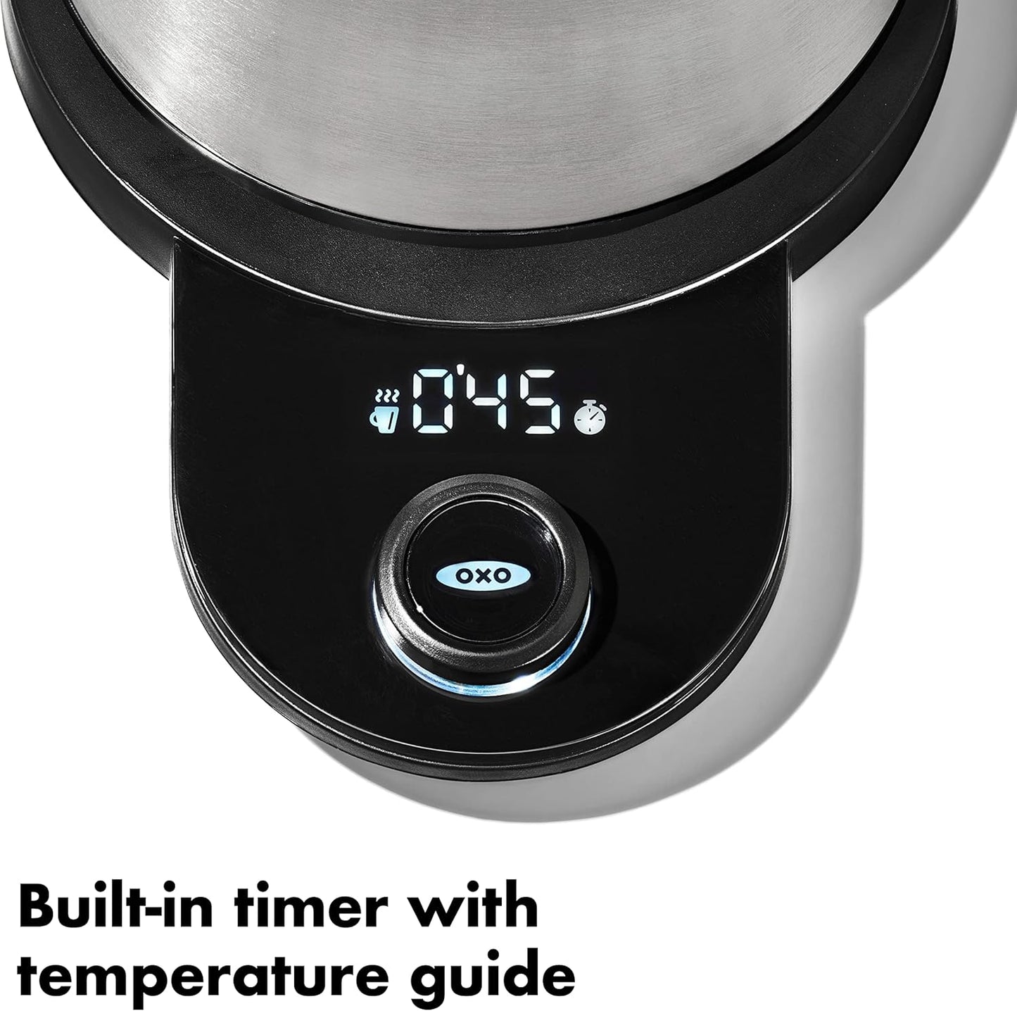 OXO Brew Gooseneck Electric Kettle - Adjustable Temperature Hot Water Kettle for Pour Over Coffee & Tea, 1L Stainless Steel