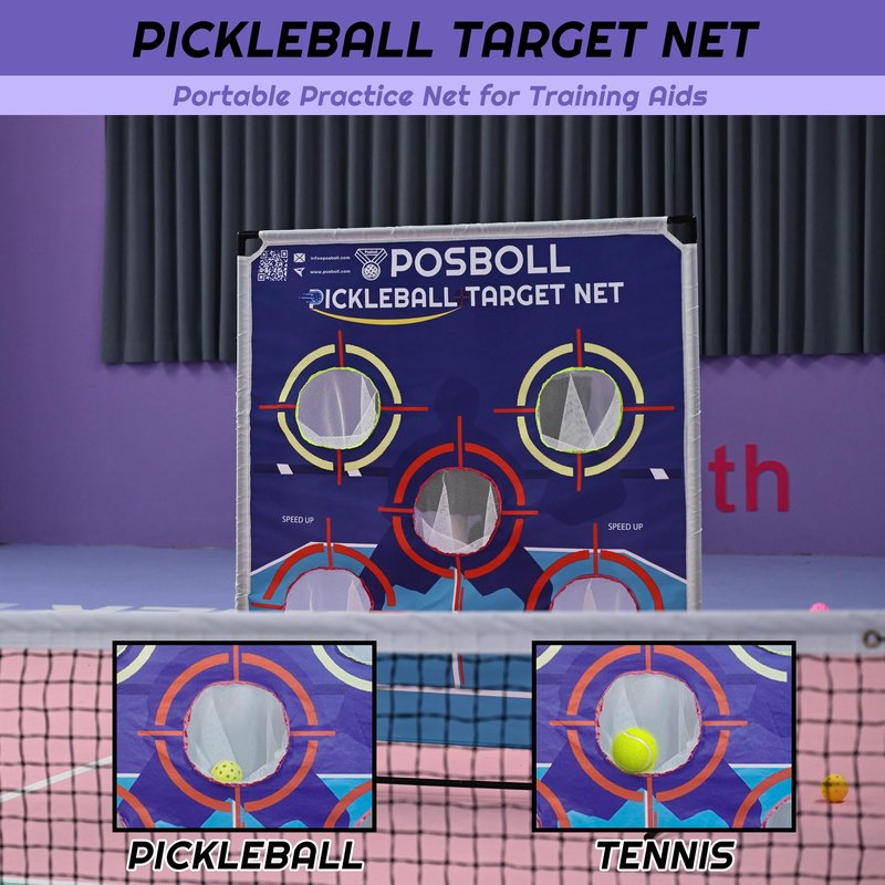 Pickleball Target Net - 5-Hole Pickle Ball Training Aids with Stable Frame,Multi-Scene Practice Equipment for Dink/Drive/Drop Shots,Compatible with Pickleball&Tennis Portable Pickle Ball Net