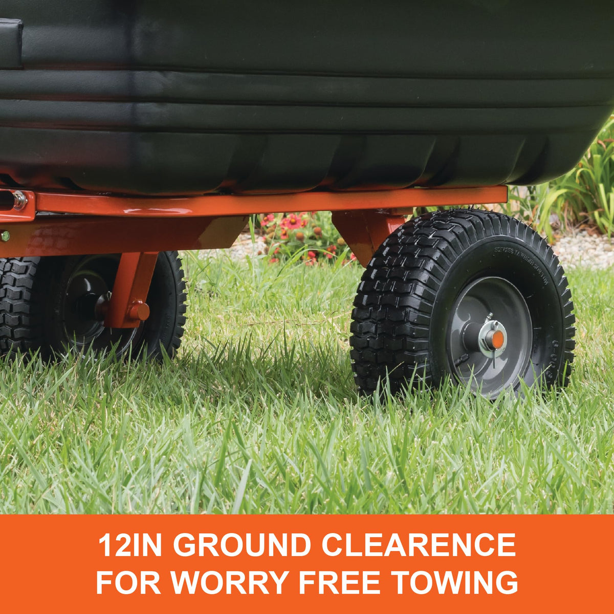 Agri-Fab 45-0552 700 lbs Tow Behind Poly Dump/Swivel Cart, 12 CU. FT. Capacity; Lawn & Garden Cart/Trailer for Lawn Mowers, 15" Pneumatics Tires, Easy to Use Hand Dumping Mechanism