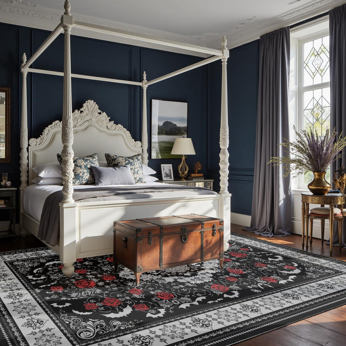 Nayoroom Dark Academia Gothic Area Rug, Soft Machine Washable 8x10 Rug, Non-Slip, Non-Shedding, Durable and Easy-Care, Perfect for Living Room, Bedroom, Dining Room.