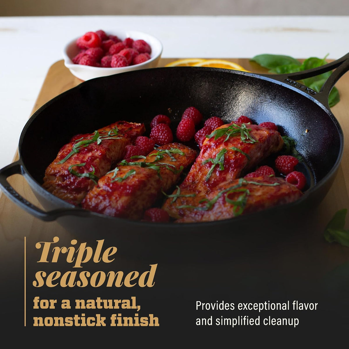 Lodge Blacklock 12" Triple Seasoned Cast Iron Skillet - Lightweight Design | Effortless Cleanup