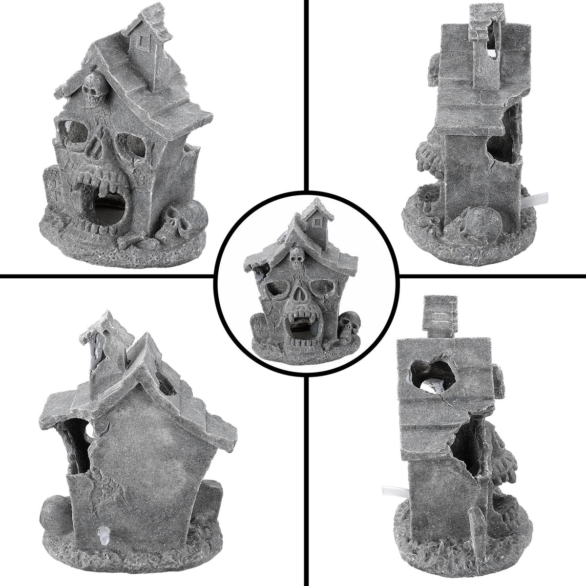 Carefree Fish Aquarium Haunted House Halloween Ghost Bubbler Decor Fish Hide-Out Ornament with 3Ft Tubing and Tiny Air Stone（No Included Air Pump