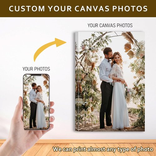 Custom Canvas Prints with Your Photos - Personalized Pictures Print, Customized Photo Gifts, Wall Art Poster Canvas Printing for Wedding, Family, Baby, Pets, Home Office Decor, Wrapped Frame 20x40