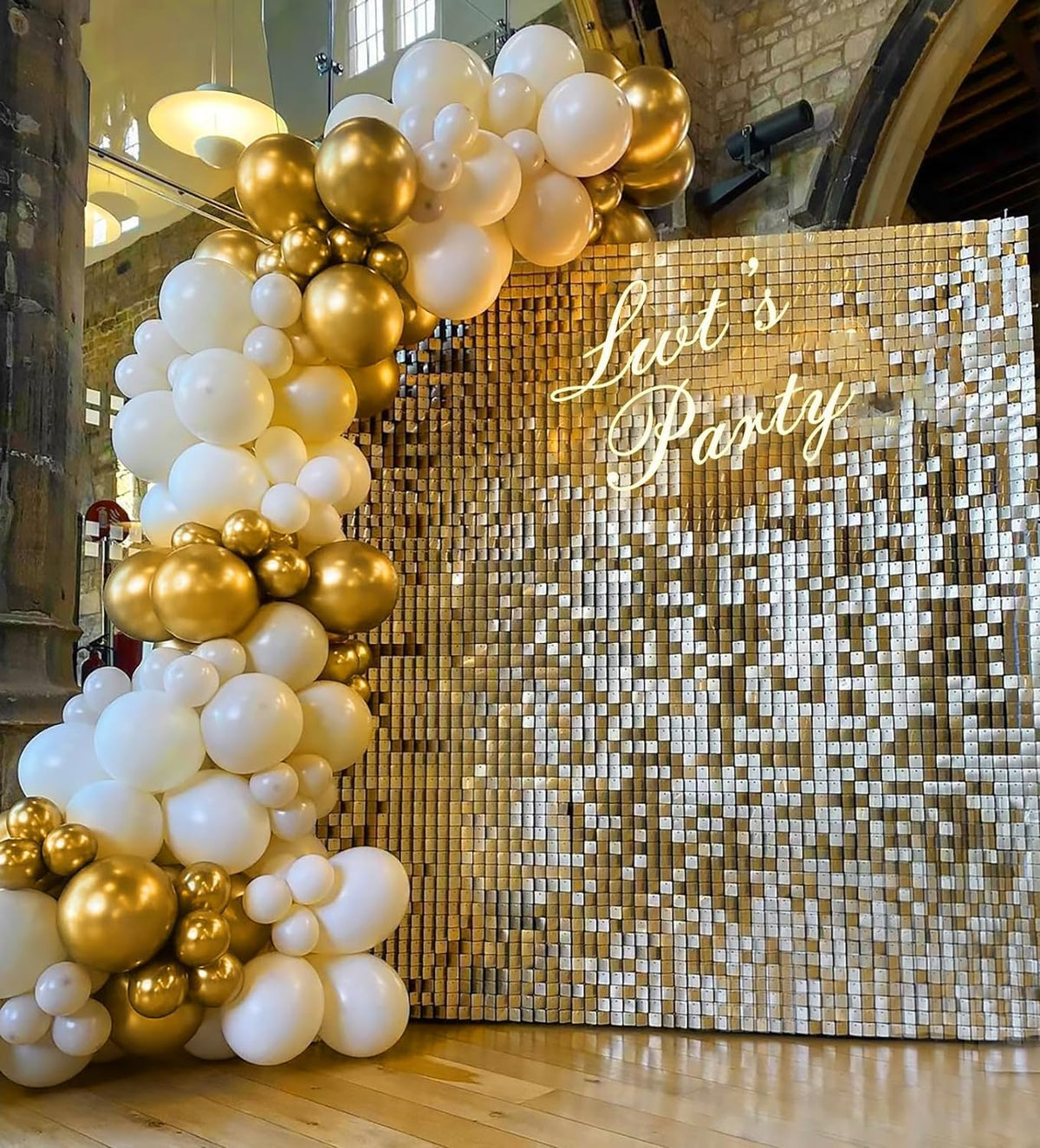 BAUANOOY Metallic Gold Balloons - 100pcs Chrome 12 Inch Balloons with Gold Ribbon for Celebrations