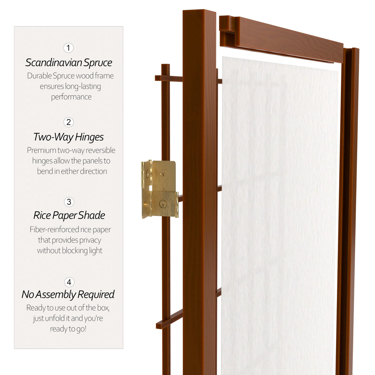 Red Lantern 7 ft. Tall Window Pane Shoji Screen - Walnut - 3 Panels