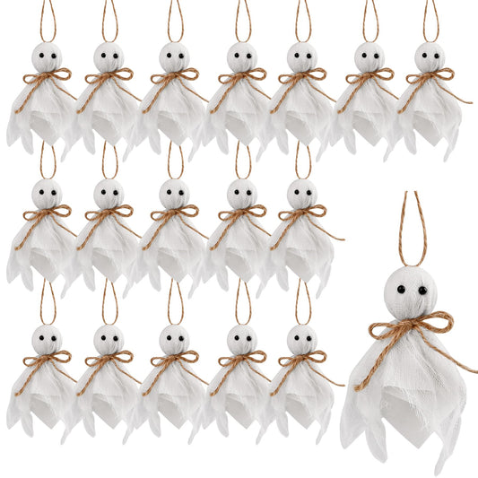 18 Pcs Halloween Ghost Hanging Ornaments Tree Farmhouse Rustic Cloth Ghosts Hanging Decoration for Front Yard Patio Lawn Garden Party Décor and Holiday Decorations