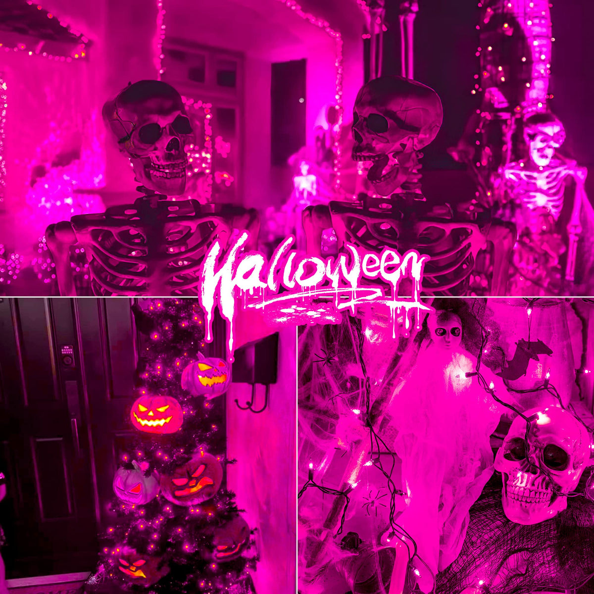 Hopolon Purple Halloween Mini String Lights,2PACk 50Count Incandescent Christmas Lights Green Wire,13FT Connectable Tree Lights for Indoor Outdoor Halloween,Valentines,Patio,Party,Home Decor,Purple