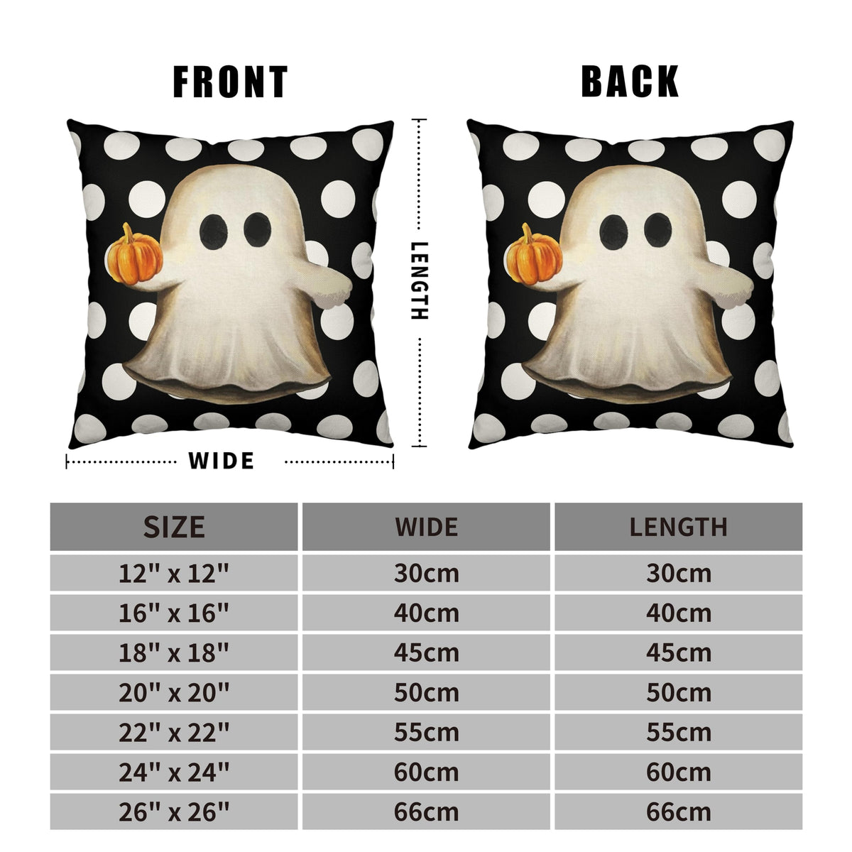 Kwlegh Ghost Pillow Covers Halloween Decorative Pillow Covers 18x18 Set of 2 Gus Ghost and Pumpkin Pillow Case White Polka Dot Spooky Throw Pillow Covers for Home Sofa Outdoor Decoration