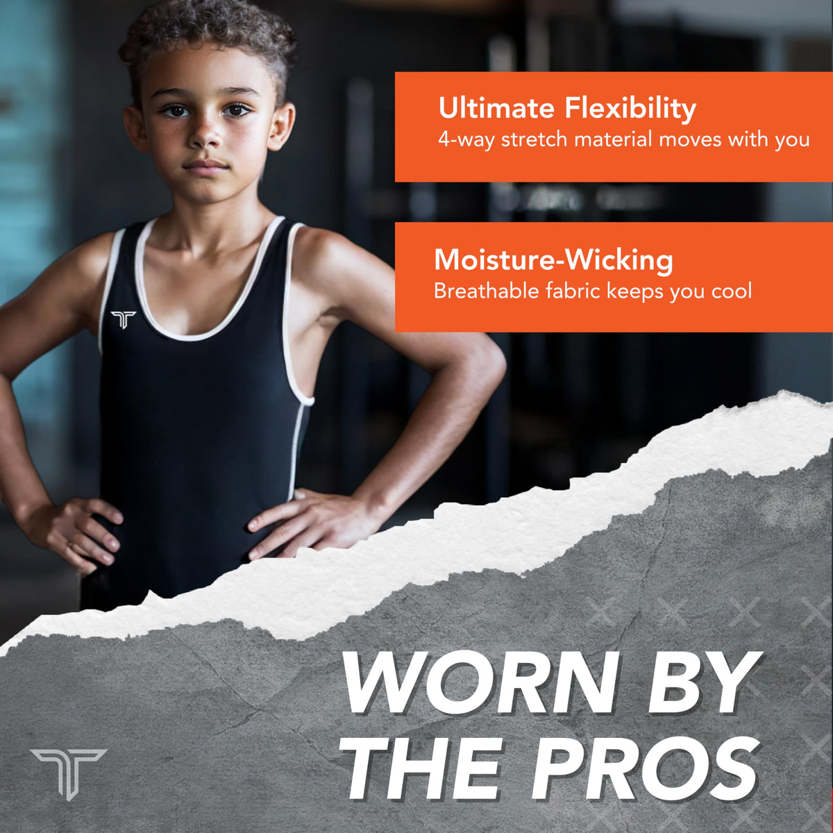 Takedown Wrestling Singlet for Boys – Lightweight Youth Compression Fit Wrestling Gear for Powerlifting (Blue, X-Small)