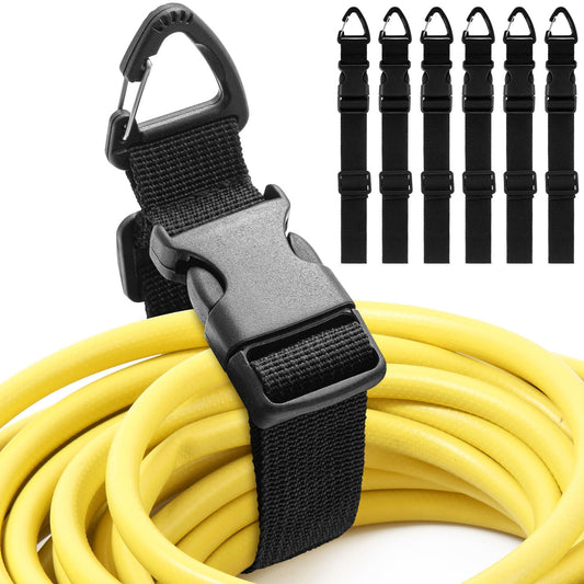 Wowangce 6 Pack 17 Inch Adjustable Extension Cord Holder Organizer with Triangle Clips for Garage Organization and Storage Heavy Duty Extension Cord Hanger for Men Workshop (Black)