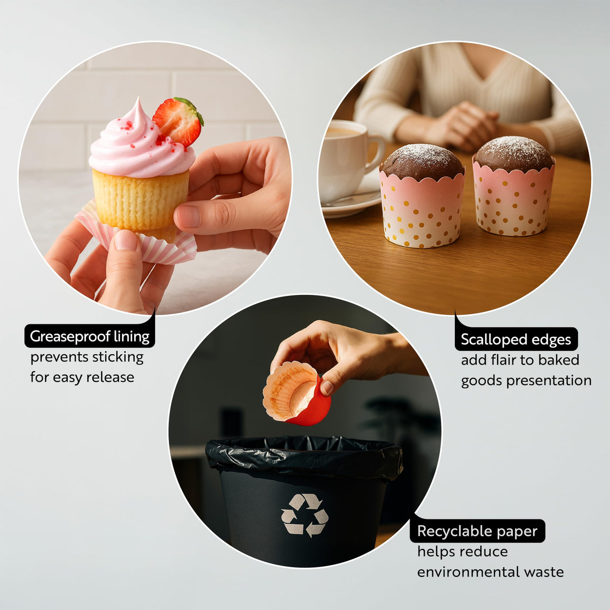 Restaurantware Panificio 4.5 Ounce Baking Cups 50 Disposable Paper Baking Cups - Greaseproof Oven-Ready White Paper Muffin Liners Microwavable Gold Star Print