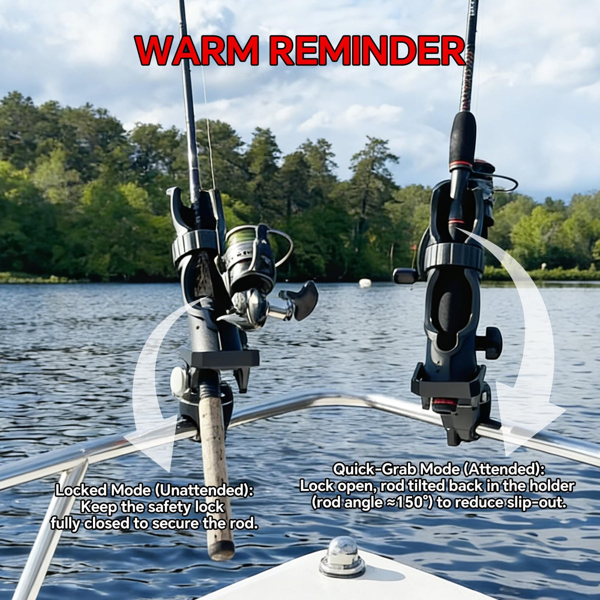 Hitorhike Fishing Rod Holder Universal Fit Kit with Mount Allows for 360-degree Adjustment Kayak Fishing Boat Rod Holder (Fishing Rod Holder x2+Rail Mount x2)