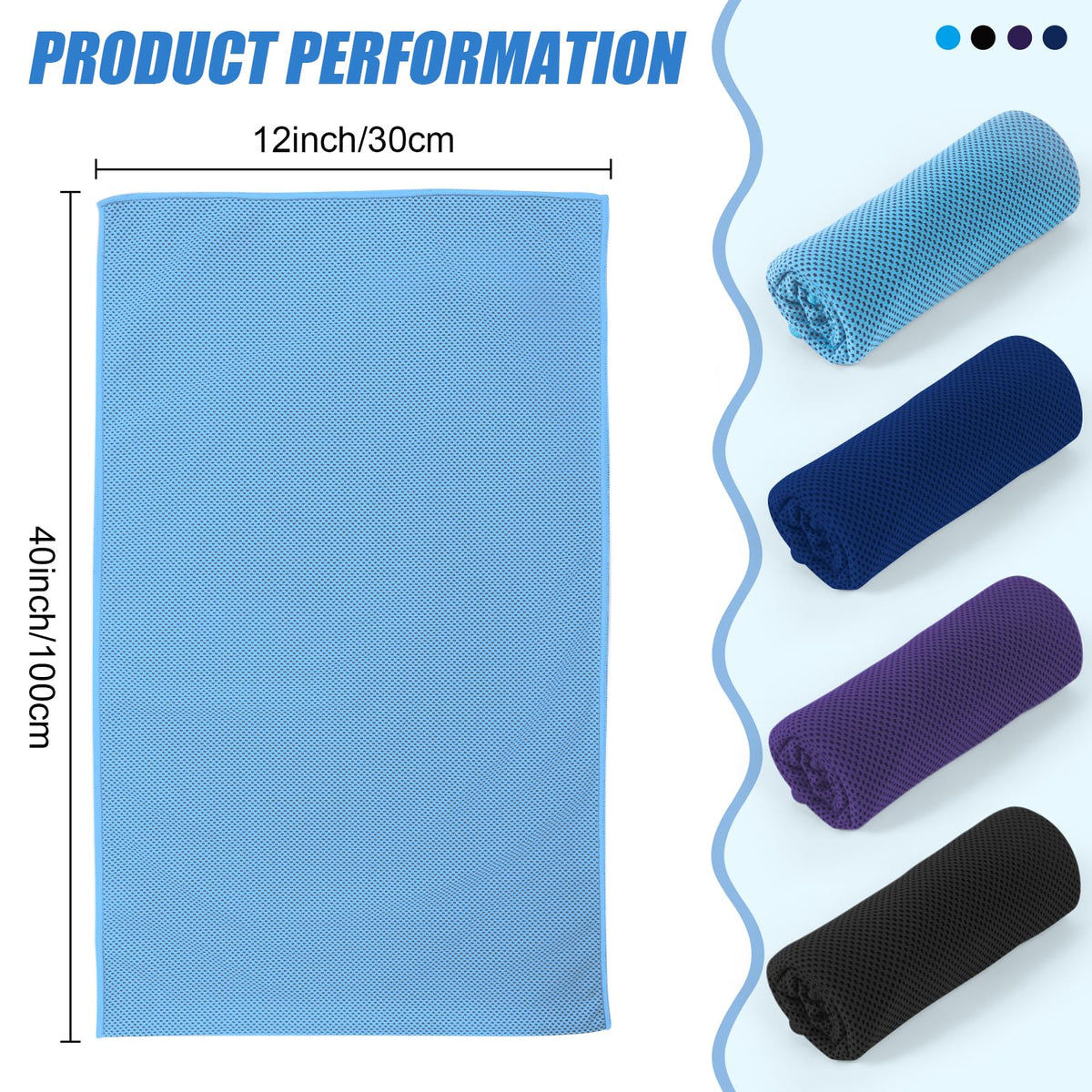NUOYEE 4 Pack Cooling Towels Wrap for Neck Face,Ice Cold Towel Rags Quick Dry for Gym Fitness Yoga Tennis Cycling Running Hiking Workout Sweat(Multicolor-02)