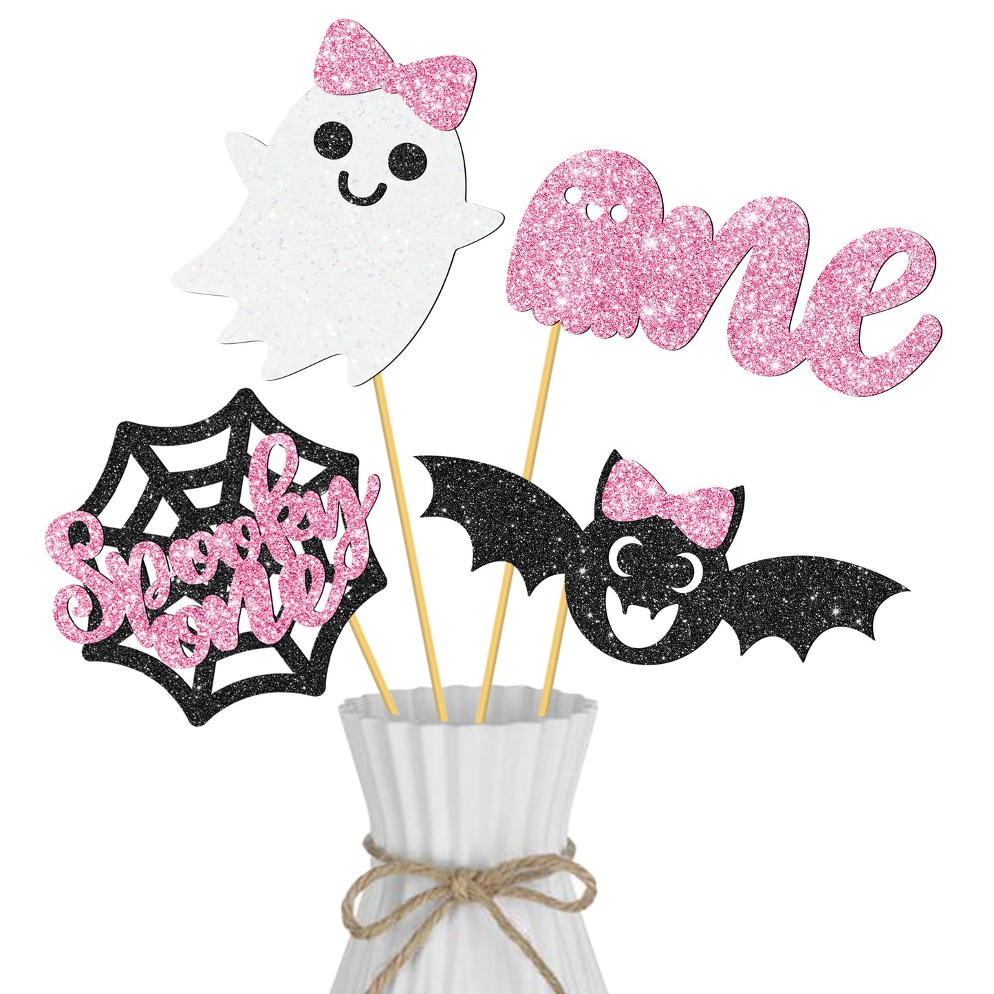 Halloween Spooky One Centerpiece Sticks Pink Halloween Party Decorations 12PCS The Spooky One Birthday Table Toppers Ghost Theme Centerpieces for Girls 1st Birthday Baby Shower Supplies