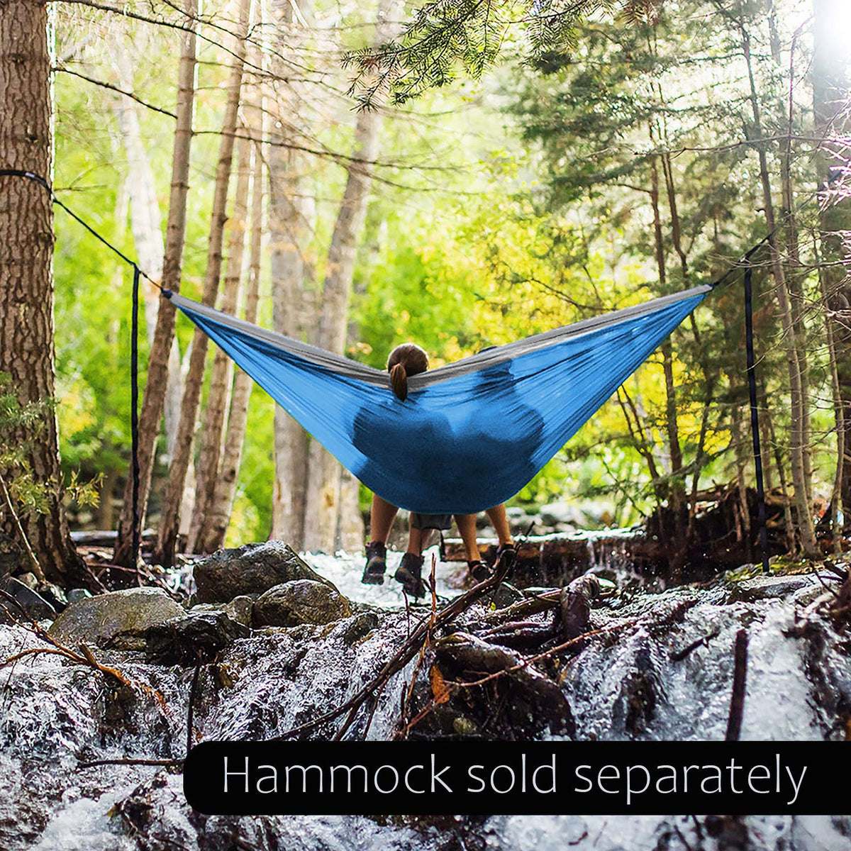 Pro Venture Hammock Straps and 2 Carabiners, 30+2 Loops, 1200lbs Breaking Strength (500lbs Rated) | 100% Non-Stretch, Lightweight, Portable Camping - Quick, Easy Setup | Heavy Duty + Tree Friendly